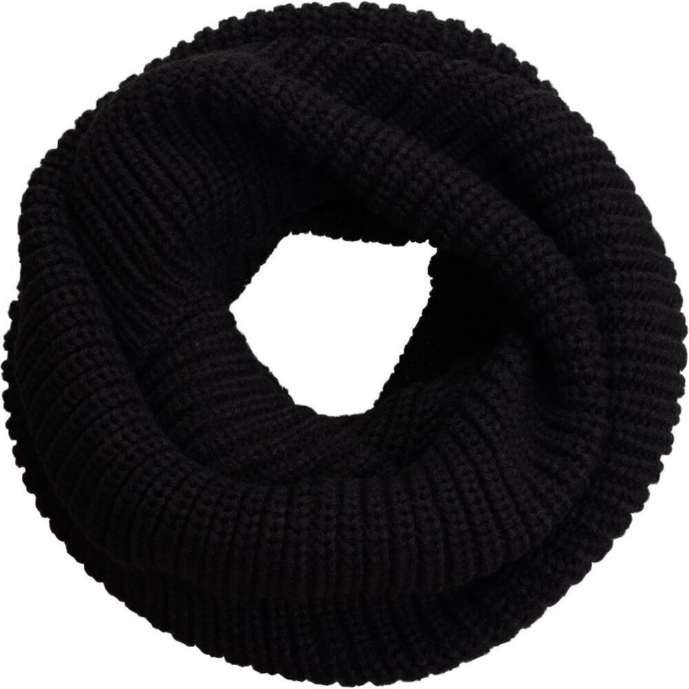 Women's Black Thick Ribbed Knit Winter Infinity Circle Loop Scarf